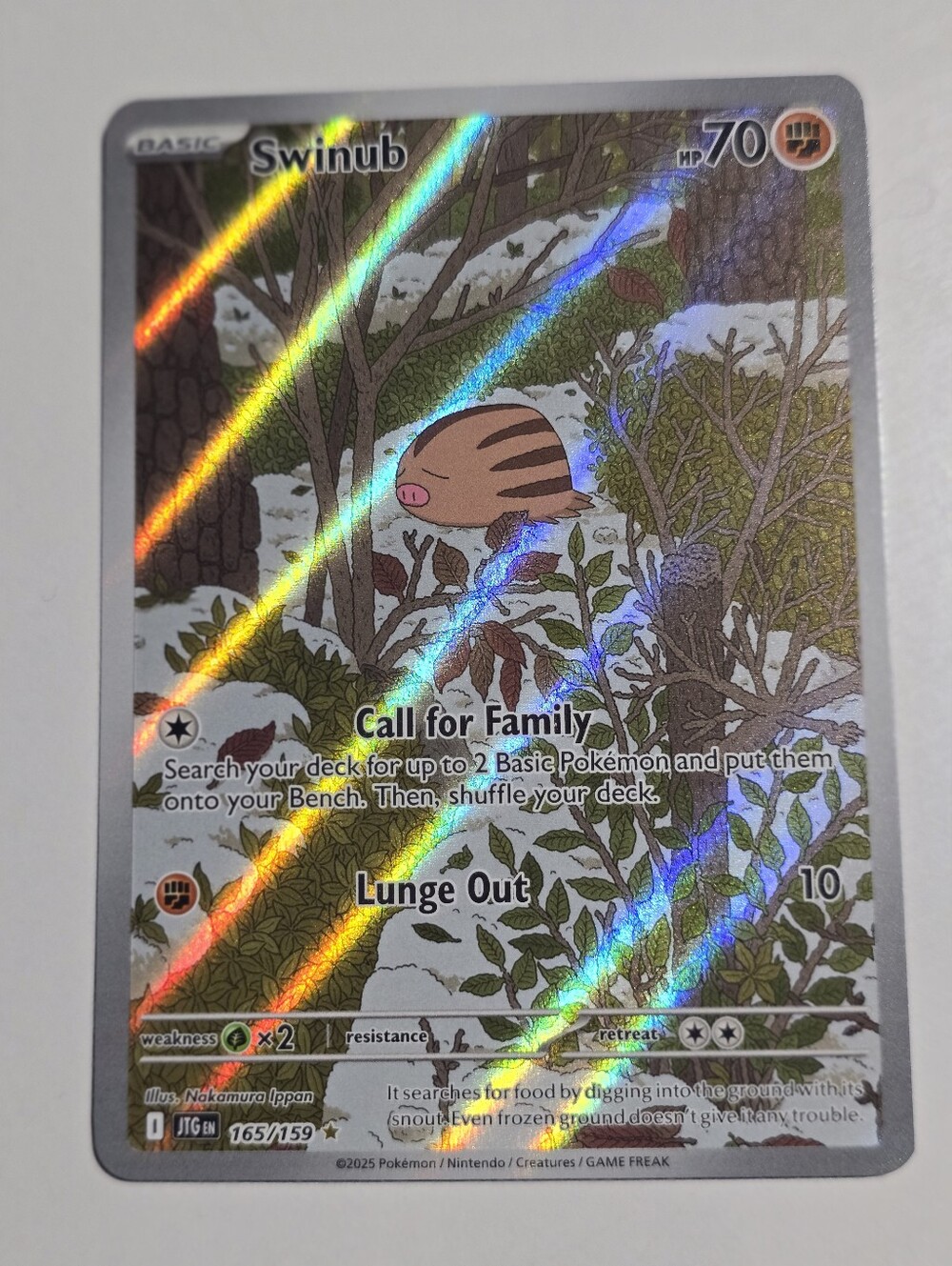 Pokemon Swinub 165/159 Illustration Rare Journey Together Full Art Holo NM